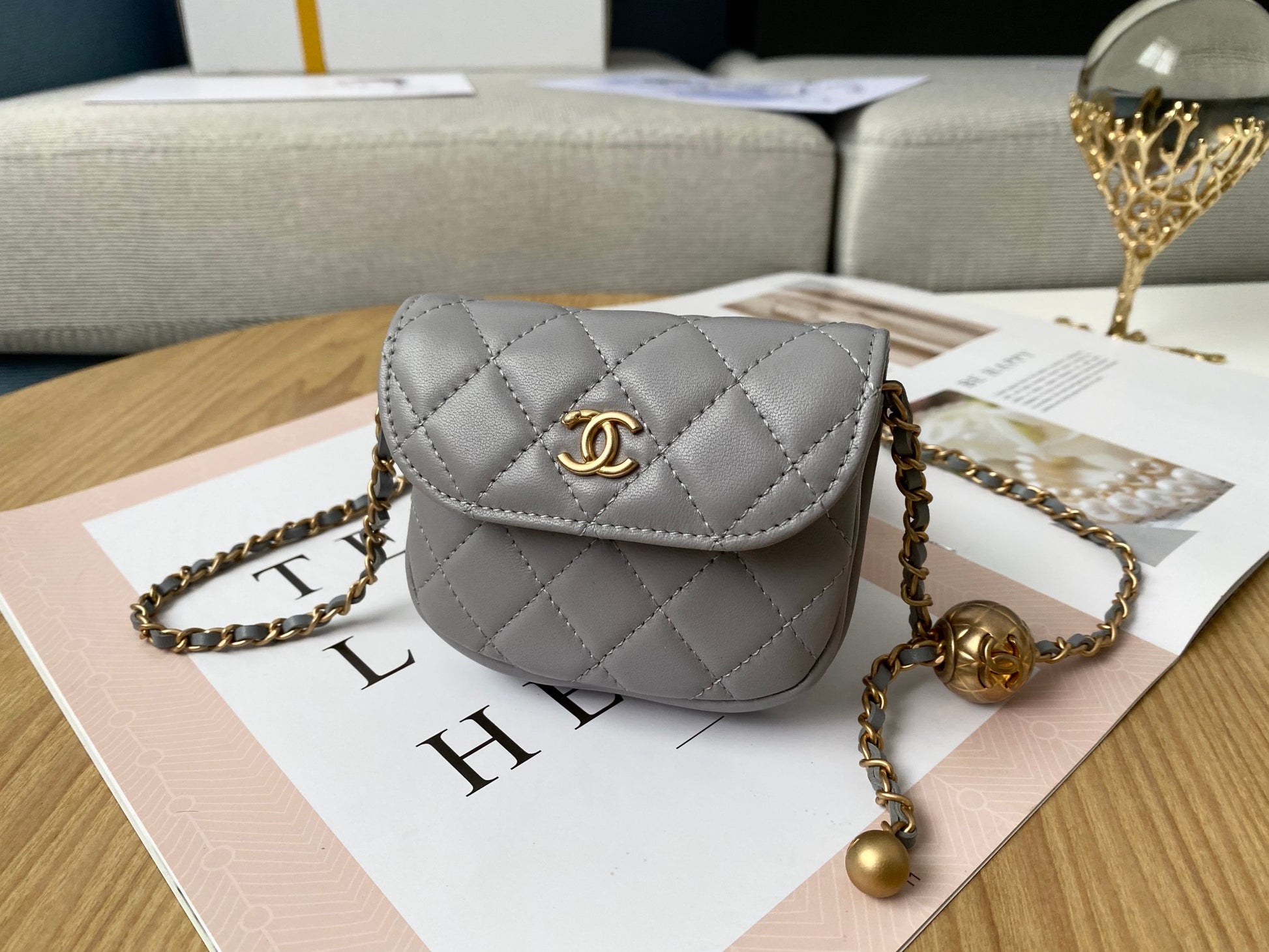 ChanelMini 1889 Unblocked Metal Ball Grey Bag For Women 9cm/3.5in