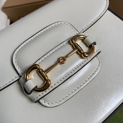 gg Horsebit 1955 Mini Bag White For Women, Women&#8217;s Bags 8in/21cm gg 658574 18YSG 9068