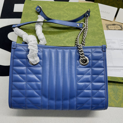 gg Marmont Medium Matelasse Tote Blue For Women, Women&#8217;s Bags 13.6in/34cm gg ‎‎675796 UM8BF 4340