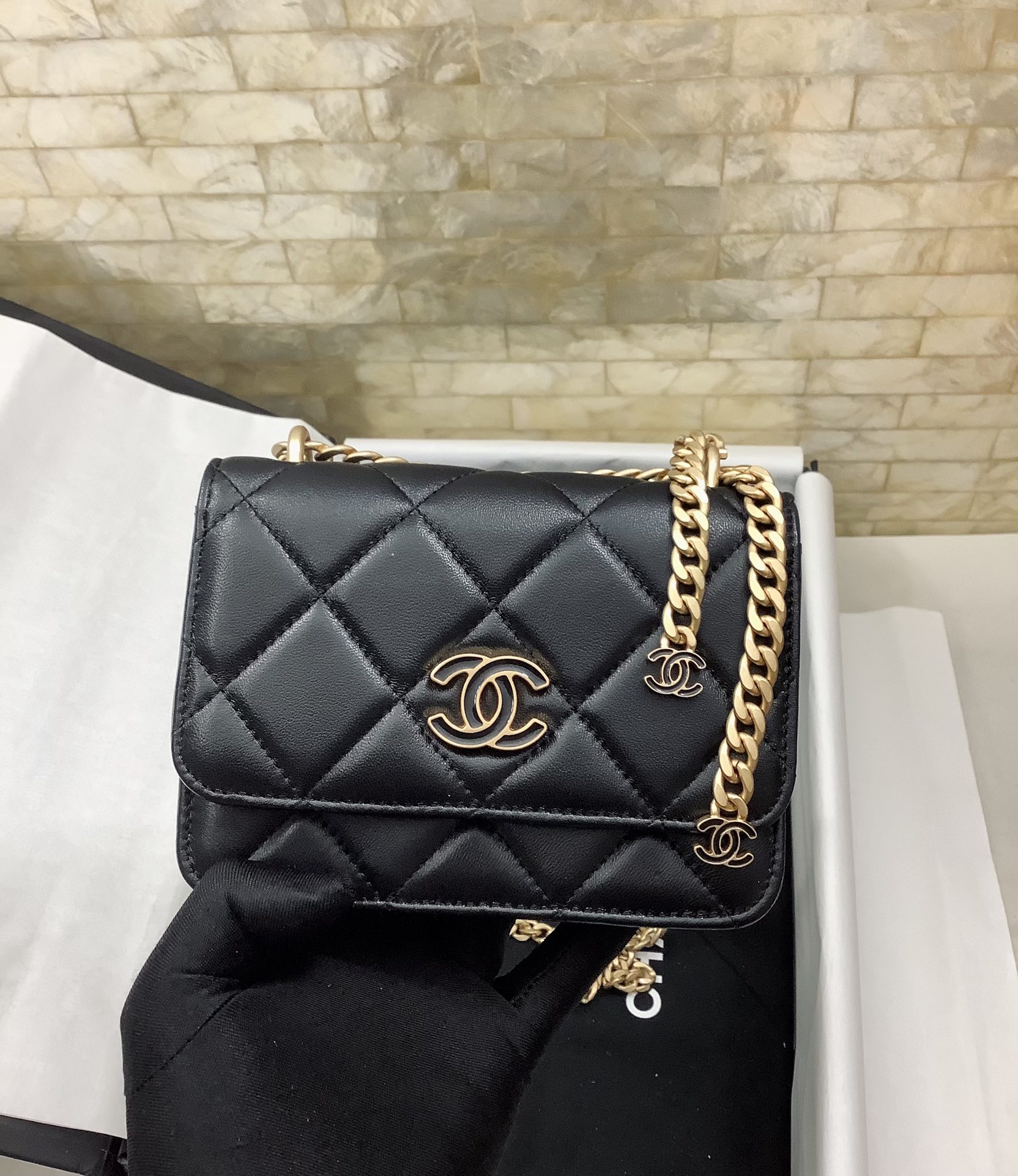 ChanelSpring And Summer 22C Black For Women, Women&#8217;s Bags 6.1in/15.5cm