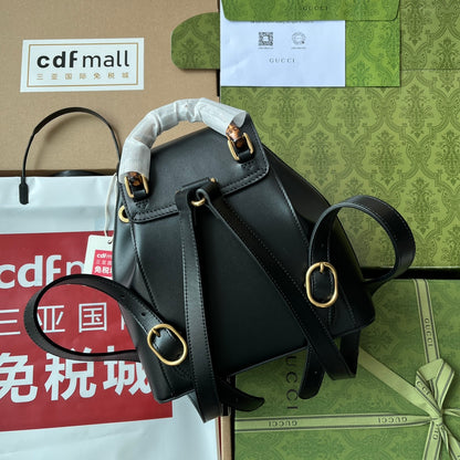 gg Bamboo Small Backpack Black For Women, Women&#8217;s Bags 8.6in/22cm gg ‎702101 UZY0T 1000