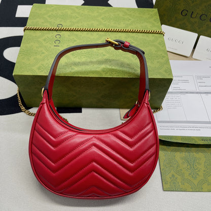 gg Marmont Half Moon Shaped Mini Bag Red For Women, Women&#8217;s Bags 8.5in/22cm gg