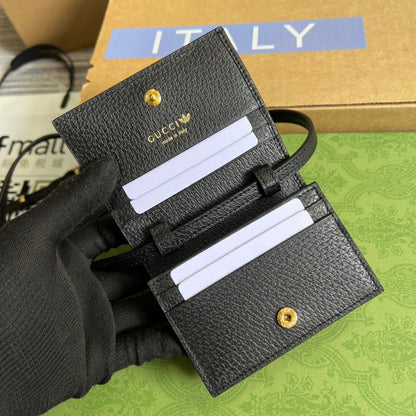 gg x Adidas Card Case With Horsebit Black For Women, Women’s Bags 4.2in/11cm gg