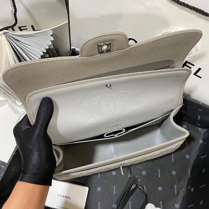 ChanelLarge Classic Handbag Silver Hardware Grey For Women, Women’s Handbags, Shoulder Bags 11.8in/30cm