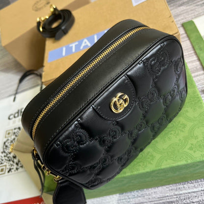 gg Matelasse Shoulder Bag Black For Women, Women&#8217;s Bags 8.5in/22cm gg 702234 UM8HG 1046