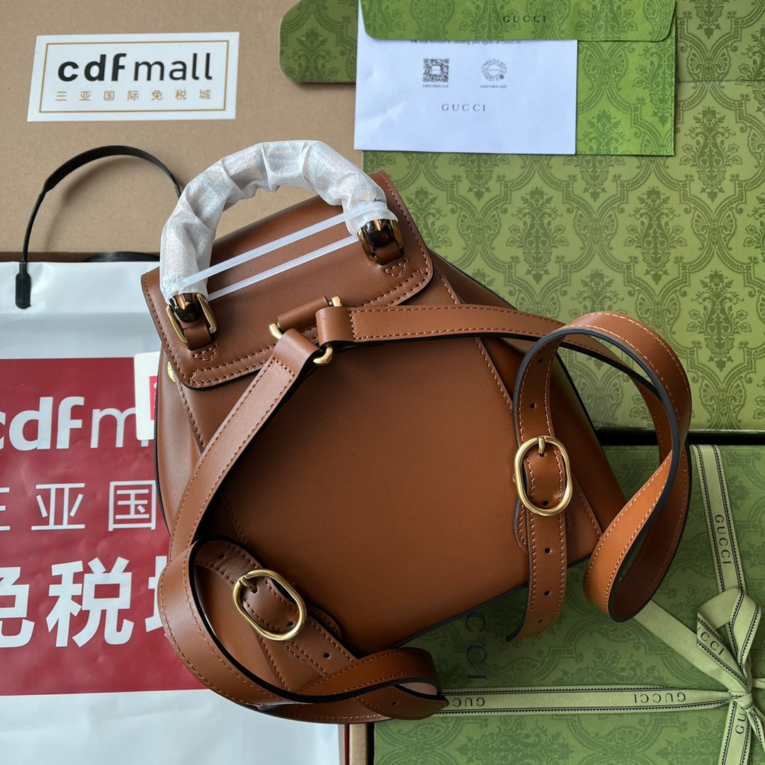 gg Bamboo Small Backpack Brown For Women, Women&#8217;s Bags 8.6in/22cm gg ‎‎702101 UZY0T 2535