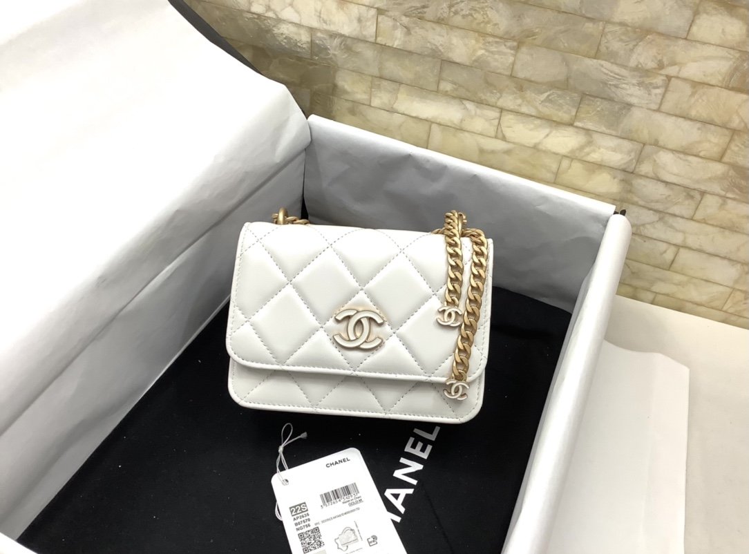 ChanelSpring And Summer 22C White For Women, Women&#8217;s Bags 6.1in/15.5cm