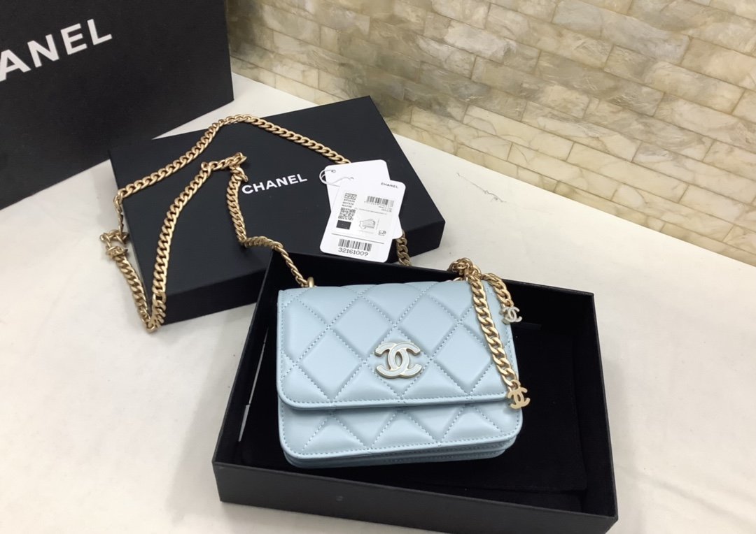 ChanelSpring And Summer 22C Turquoise For Women, Women&#8217;s Bags 6.1in/15.5cm