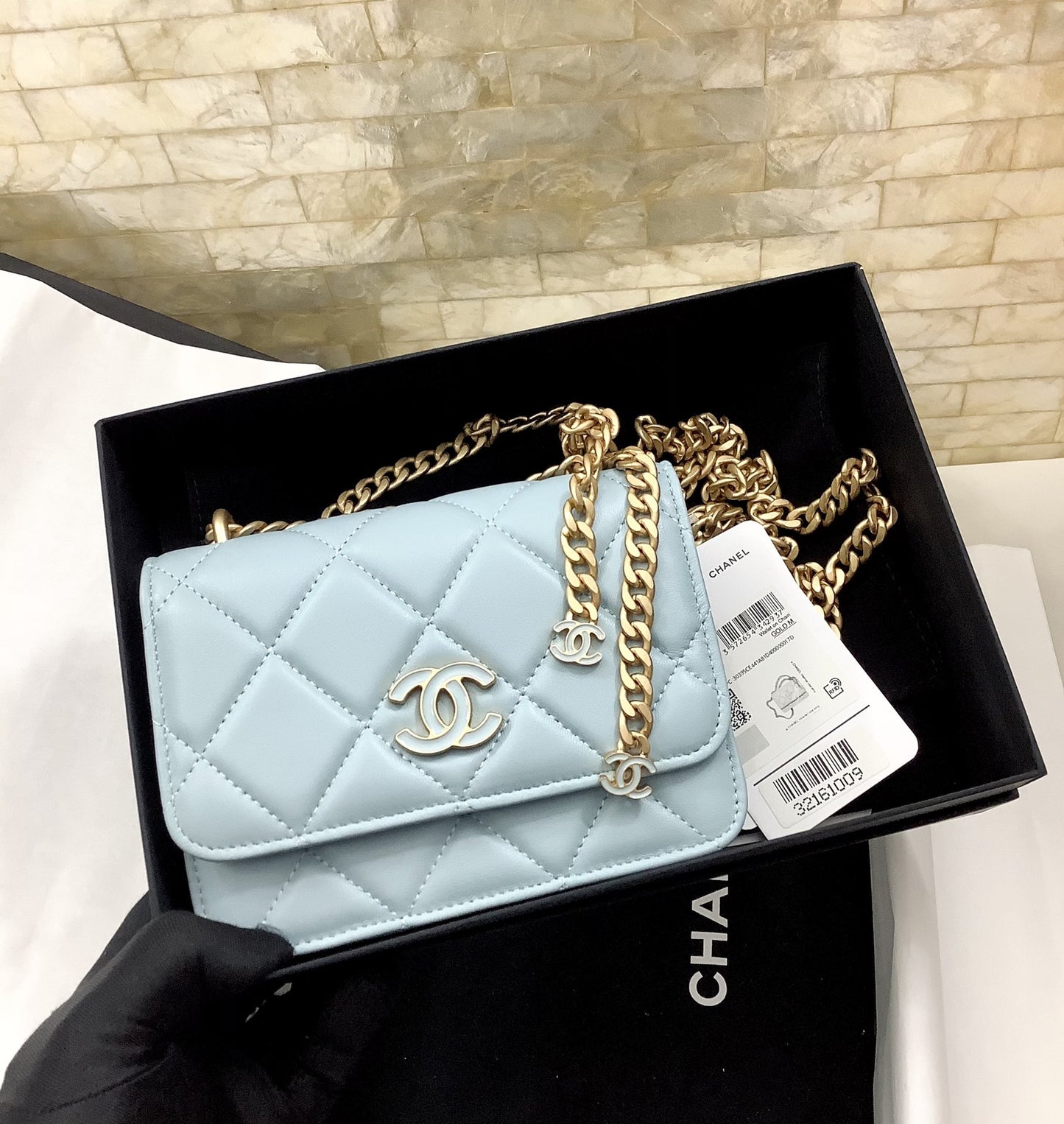 ChanelSpring And Summer 22C Turquoise For Women, Women&#8217;s Bags 6.1in/15.5cm